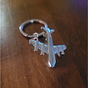 Silver Airplane Keychain